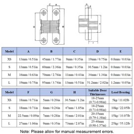 2 Pieces Concealed Folding Hinges 180 Degree Folding Door Hidden Hinges Zinc Alloy Cross Furniture Door Support for Cabinet Wardrobe Screen (45mm)