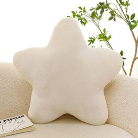 Herfair Cuddly Cushion Children's Star Cushion, Plush Cushion Decorative Cushion for Children's Room, Bedroom Decoration, Soft Fluffy Star Shape, Decorative Cushion, Sofa Cushion (Milky White, 50 cm)