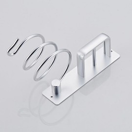 OlBuWa Hair Dryer Rack Wall Mounted Stainless Steel Shelf Storage For Bathroom Walls (Silver)