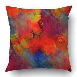 Emvency Throw Pillow Covers Orange Spring Paint Colorful Red Blue Yellow Band Watercolor with Spots and Streaks Purple Abstract Polyester 18 X 18 Inch Square Hidden Zipper Decorative Pillowcase