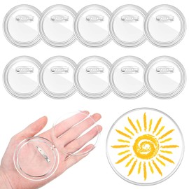 Pack of 10 Buttons DIY 58 mm Transparent DIY Badge Buttons, DIY Badge Tool, Clear Button Pin Badge Kit, for Children Photo Clothing Picture Party Name Tags