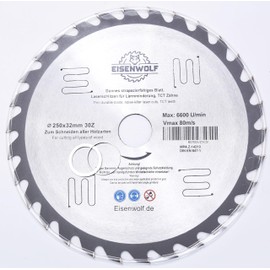 250 x 32 mm saw blade, circular saw blade for wood with 30 tilted TCT teeth and laser cuts for noise reduction