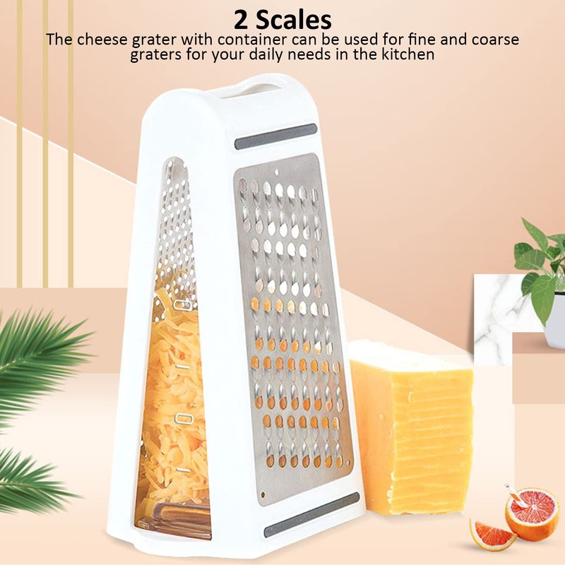 Professional Cheese Grater, Stainless Steel Box Grater with Container, XL