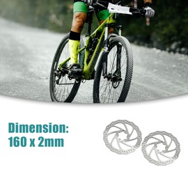 ACROPIX Bicycle Disc Brake Rotor Stainless Steel 160mm Diameter Silver Tone 2pcs