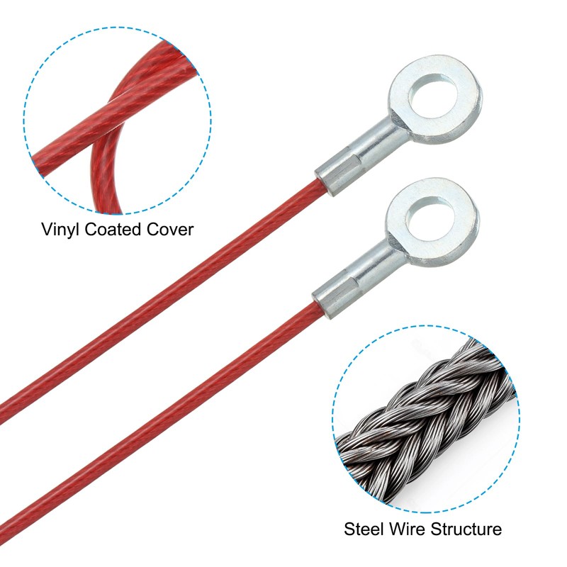 MECCANIXITY 304 Stainless Steel Lanyard Cable 20cmx3mm, Red Vinyl Coated