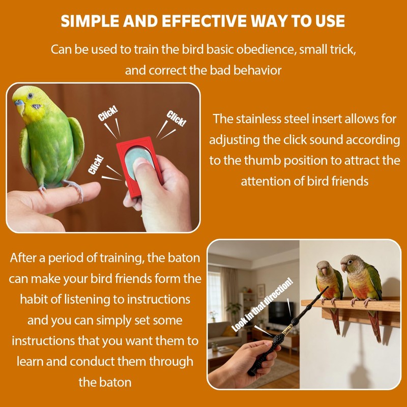 NICERINC PET Parrot Training Clicker with Target Stick, Getting Started