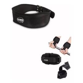 Techno Cinturón Para Pesas + Straps Con Muñequeras Paquete Gym