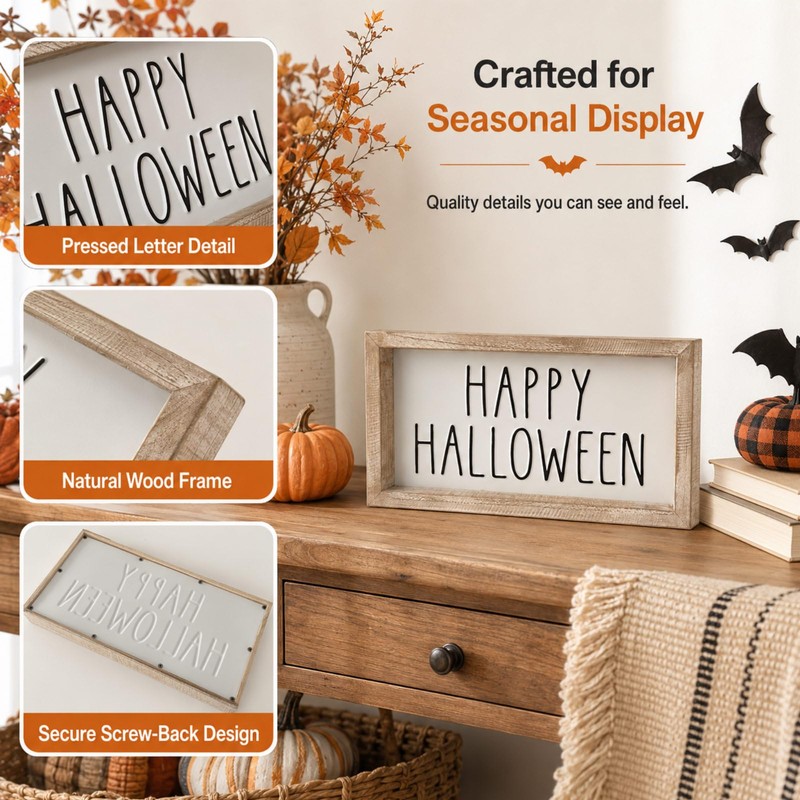 pechpell 3D Metal Happy Halloween Sign Table Mantel Shelf Desk