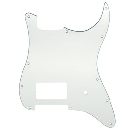 Musiclily Pro 11 Holes Strat Pickguard 1 Covered Humbucker Guitar Pickguard for Fender USA/Mexico Tom Delonge Strat Style Electric Guitar, 3-Ply Aged White