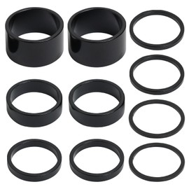 EuAcesry Set of 10 Aluminum 28.4mm Bicycle Stem Spacers 5 Sizes Fork and Handlebar Washers Compatible with Road B-M-X and M-T-B