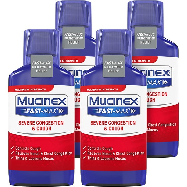 Mucinex Fast-Max Severe Congestion and Cough Liquid, 6 Fl Oz (Pack of 4)