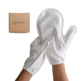 Manu&Pod 3 pares de guantes de algodón pequeños para las manos secas, eczema y psoriasis, guantes hidratantes para mujeres, pulsera L, color blanco
