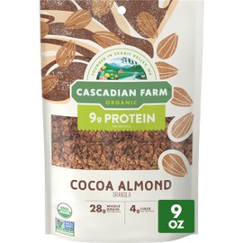 Cascadian Farm Organic Granola, Cocoa Almond, Protein Granola, Non-GMO, 9 oz Resealable Pouch