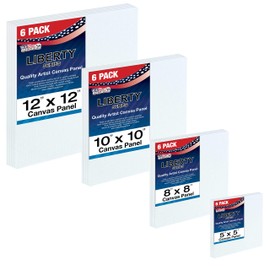 U.S. Art Supply Multi-Pack 6-Ea of 5 x 5, 8 x 8, 10 x 10, 12 x 12 inch. Professional Quality Square Artist Canvas Panel Board Assortment Pack (24 Total Panel Boards)