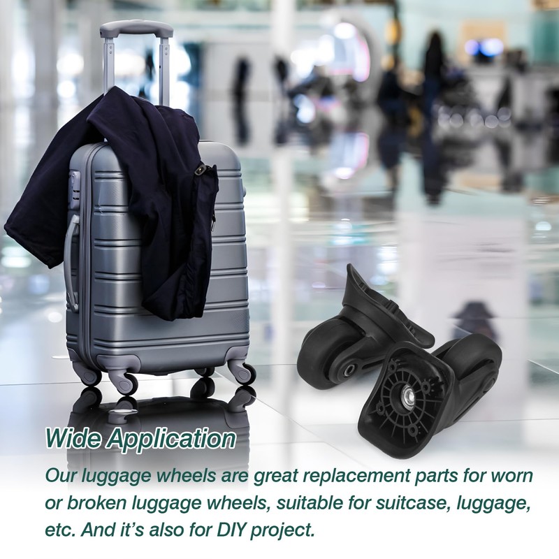 Ech.Apr 2Pcs Luggage Wheels Replacement, Rubber Luggage Swivel Caster, 360