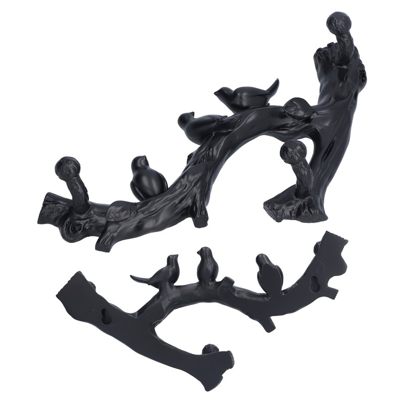 Decorative Hook Black Bird Branch Shape Three Dimensional Wall Mounted