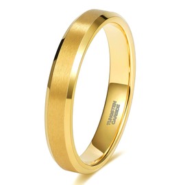 Zakk 4mm 6mm 8mm Gold Tungsten Wedding Band Ring for Men Women Promise Engagement Rings Matte Brushed Comfort Fit (4mm,Size K 1/2)