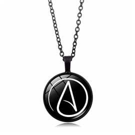 CQHODFYA Atheistic Sign Necklace for Men and Women with Pendant, Chain for Men Women, Jewellery Gift Idea, Necklace with 18 Inch Chain + 2 Inch Extension, with Jewellery Box, Zinc