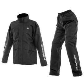 KOMINE 2025 New Model RK-552 MC Compact Rainwear for Motorcycles, Waterproof, Breathable, Top and Bottom Set, Black