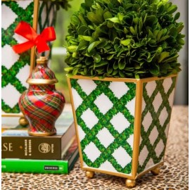 Jaye's Studio Boxwood Trellis Enameled Cachepot 6"
