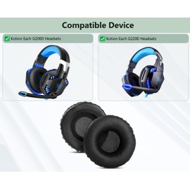 XRHTONG Prime Replacement Earpads Compatible with Kotion Each G2000 G2200 Headset Ear Pads Cushion(Protein Leather/Memory Foam)