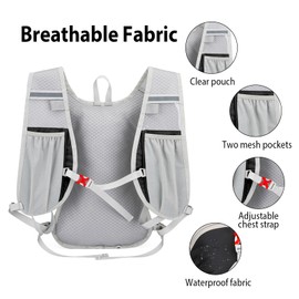 Businey Hiking Backpack for Men Women, Cycling Backpack Waterproof, Lightweight Running Hydration Vest, Foldable Hiking Backpack for Trail Cycling Hiking Climbing Black Vest