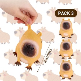 Capybara Anti-Stress Toy, Pack of 3 Capybara Squeeze Toy, Capybara Fidget Toy, Capybara Stress Relief Toy against Anxiety, Suitable for Children and Adults (Capybara)