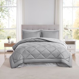 Modern Threads 7-Piece Reversible Comforter Set - Bedding Ensemble with Comforter, Sheets, Pillowcases, and Shams, Gray Queen
