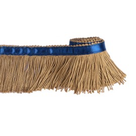 BEL AVENIR - Borde de flecos con borla de 6.8 x 2 pulgadas, ribete de flecos de costura con cinta azul para decoración de ropa y accesorios del hogar (café)
