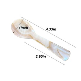 2 Pack 4.33inch Caviar Spoons Handcraft Mother of Pearl MOP Caviar Spoon W Round Handle with One Plastic Storage Box, Coffee Color