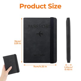 OIHCAZ Passport Holder, Passport Cover with RFID Blocking, PU Leather Passport Holder Travel Wallet for Passport, Ticket, Boarding Pass, Business Card, Credit Card (Large Capacity)
