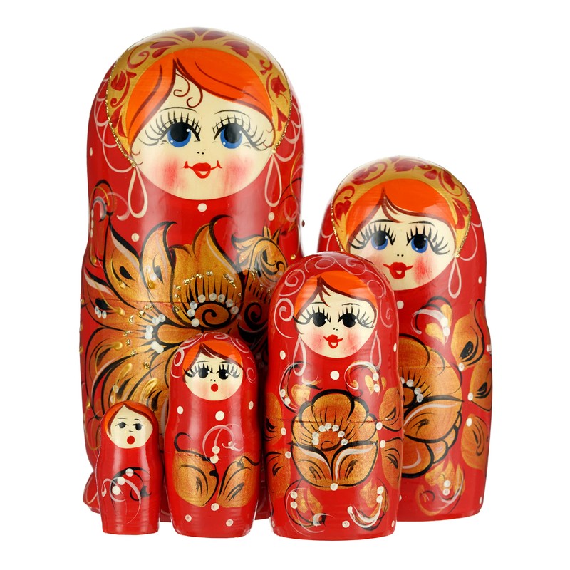5 pcs Wooden Dolls Set