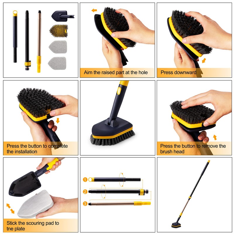 Yocada Tub Tile Scrubber Brush 2 in 1 Cleaning Brush