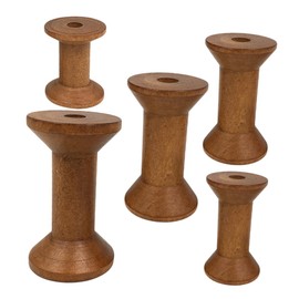 NUOBESTY 5pcs Spool Sewing Thread Ribbon Wood Yarn Holder Yarn Holder for Crochet Household Wood Thread Rack Embroidery Weaving Bobbins Wooden Knitting Yarn Embroidered