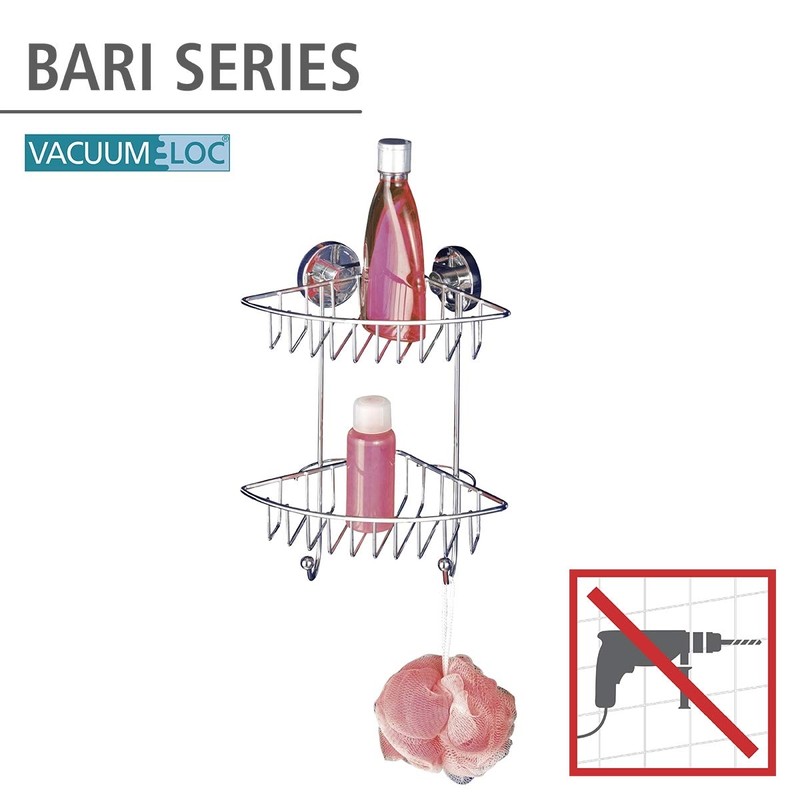 WENKO 20888100 Vacuum-Loc 2-Tier Corner Rack Bari - Fixing Without