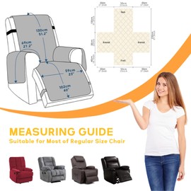 XINEAGE 100% Waterproof Recliner Chair Covers with Elastic Straps, Nonslip Reclining Couch Covers Washable Recliner Couch Cover with Pockets Furniture Protector for Pets Dogs (Black, 23")