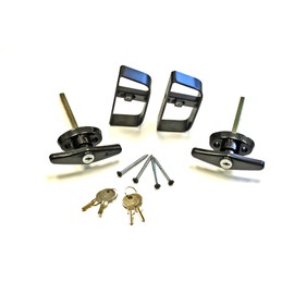 Doors & Door Hardware Black T Handle Door Lock Set - shed, gate, Playhouse, coops - 4.5" Keyed Alike (Set of 2)
