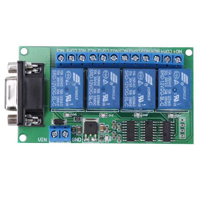 RS232 Relay Board 4Ch Remote Control Switch with RS232 DB9