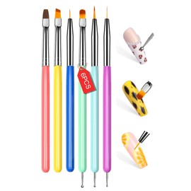 Nail Art Brushes Kit, Multifunctional Nail Brushes for Nail Art Nail Design Brush Gel Nail Brush for Nail Extension Nail Art Liner Brush Dotting Tools for DIY (6PCS Brushes)