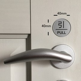 Seagron Push Pull PULL PUSH Door Plate with Double Sided Tape, Silver Color, 0.1 inch (2 mm), Acrylic, Stylish (Round, Push/Pull)