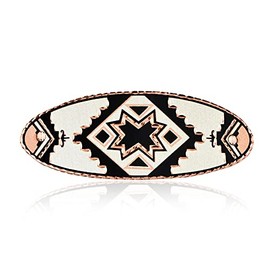 Women’s Artisan Handmade Unique Native Black Star Hairclips-Copper Oval Shape Star French Barrettes with a Silver Backing Star Hair Accessories HR-721