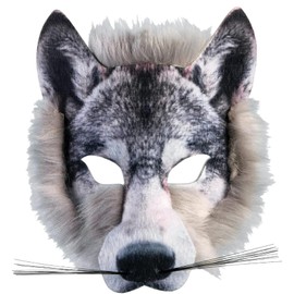 Wolf Mask, Half-Face Animal Mask with Elastic Strap, Furry Therian, 8.3x6.7x3.2" Funny Cosplay Costume for Masquerade Party Furry Therian Gear