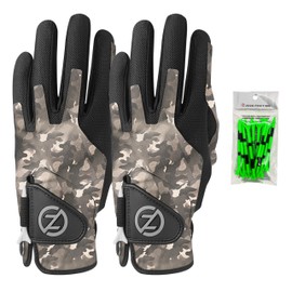 Zero Friction Men's Compression-Fit Synthetic Left Hand Universal Fit Golf Glove 2 Pack, One Size, Night Camo