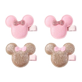 4 Pack Mouse Ears Hair Clips Large Girls Women Hair Accessories Glitter Mouse Bow Barrettes Kids Cosplay Birthday Party Decorations