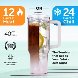 40 oz Tumbler With Handle and Straw Made of Stainless Steel - Double Wall Vacuum Insulated Tumbler With Lid - Sweat Proof Easy Grip, BPA-Free, Dishwasher Safe Tumbler (Orchid)