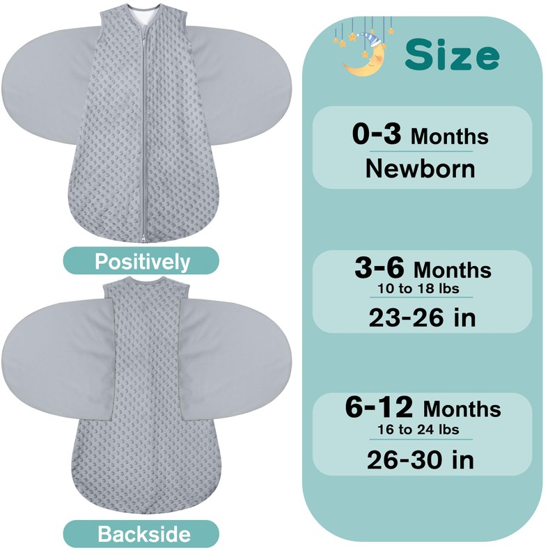 Fleece Newborn Sleep Sack Baby Swaddle,3-Way Adjustable Wearable Blanket,2 Pack