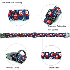 Lionheart glory Christmas Dog Collar Santa Print Collars Soft Durable Adjustable Dog Collars for Small Dogs Pet Gift Female or Male Dog Collar Fall Holiday Collar Dog