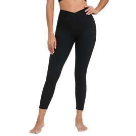 PLYOX - Conjunto de ropa deportiva para mujer, leggings acanalados y lisos, pantalones cortos con cruz en V y fitness, estilo y versátil para entrenamiento, Negro -, S