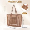 CREATCABIN Mesh Beach Bag Beach Tote Handbag With Zipper Foldable