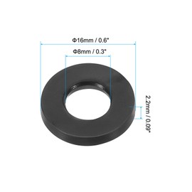 PATIKIL M8 Rubber Flat Washer, 10 Pack 8mm ID 16mm OD 2.2mm Thick Sealing Spacer Gasket Ring for Faucet Pipe Water Hose Fastener Bolt, Black